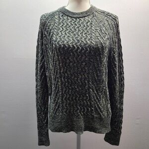 GAP Green Grey Cable Knit Fisherman Cotton Sweater